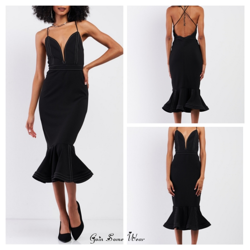 Lady in Black Mermaid Flare Tail Dress - Picture 1 of 4